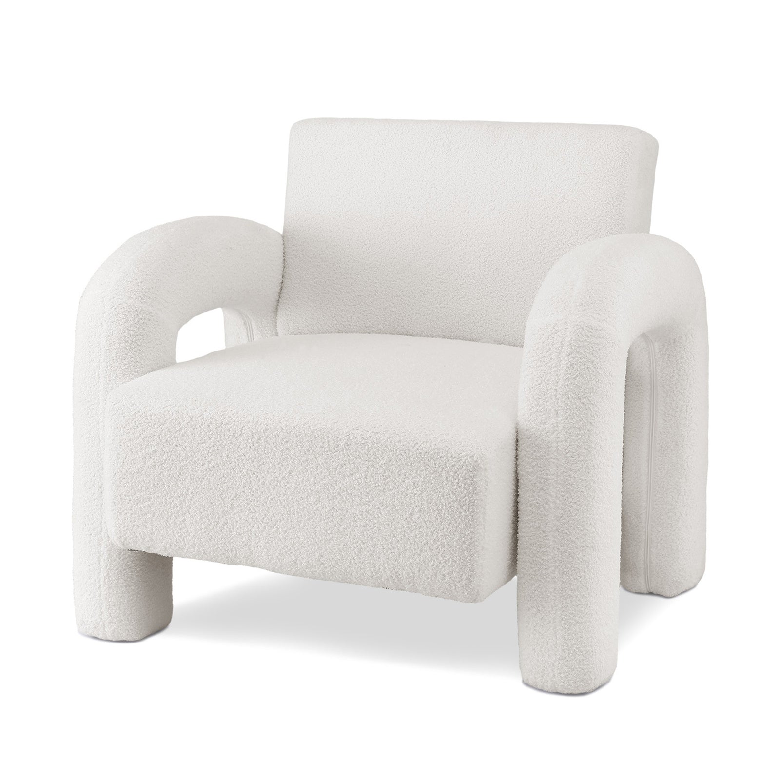 Armchair Accent Chair Lounge Sofa Couch Curved Seat Boucle White