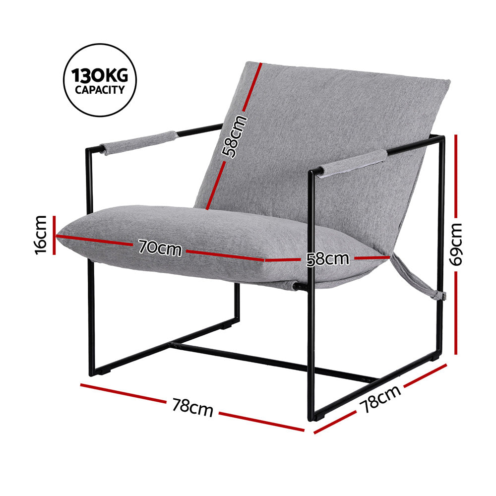 Armchair Lounge Chair Sling Grey