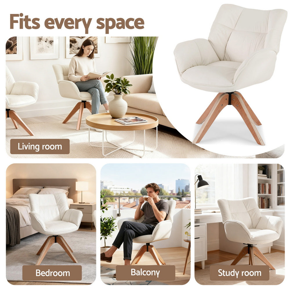 Swivel Chair Armchair Nursing Velvet White