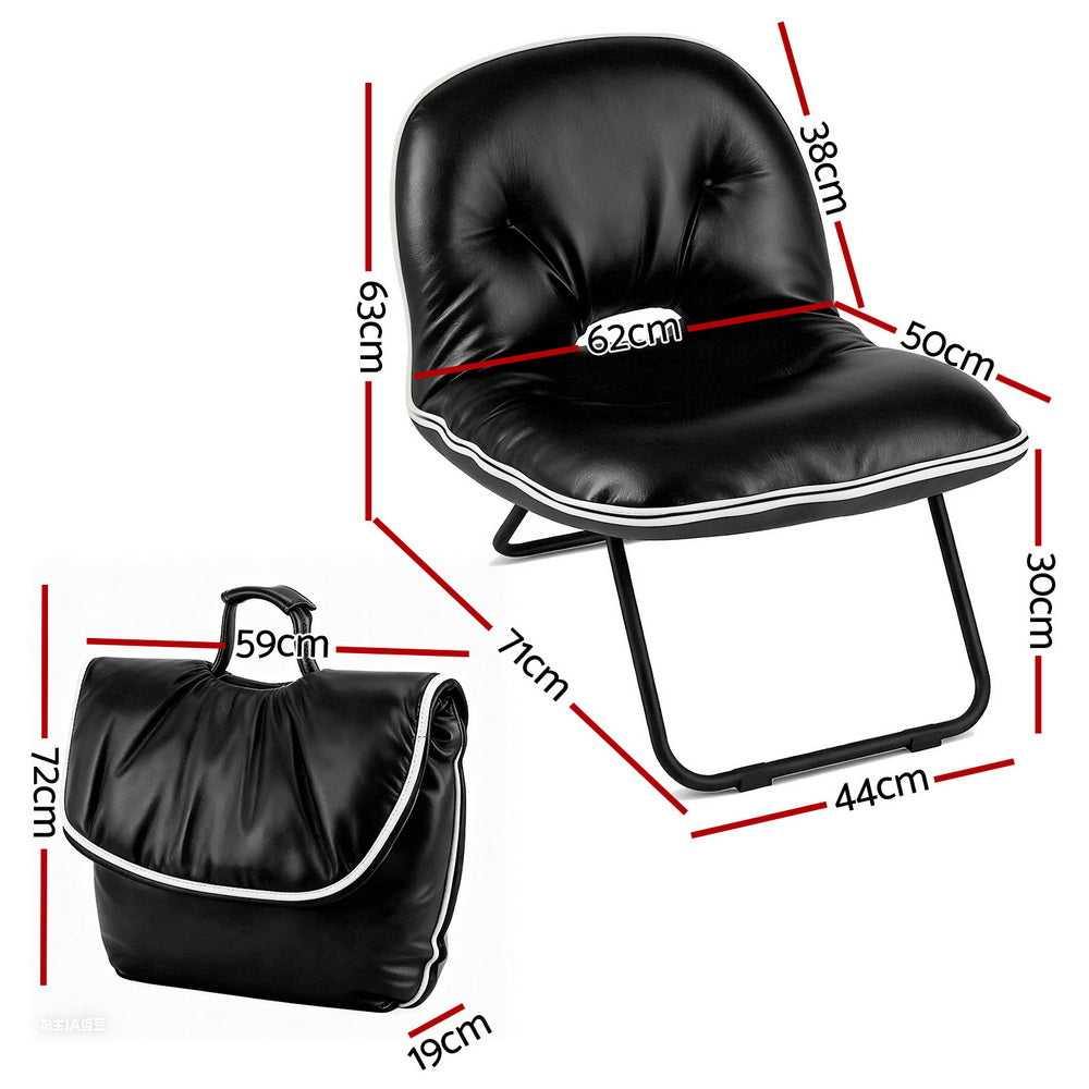 Foldable Chair 2-In-1 Armchair Lounge Chair Portable Black