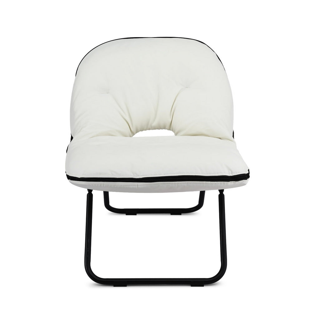 Foldable Chair 2-In-1 Armchair Lounge Chair Portable White