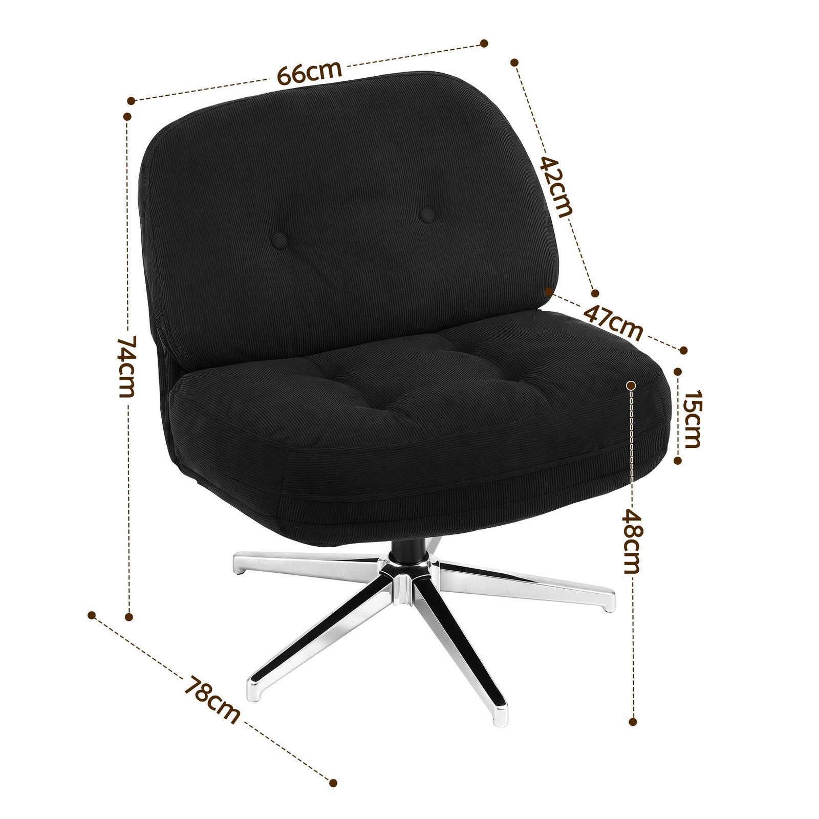 Swivel Chair Nursing Armchair Lounge Corduroy Steel Star Base Black