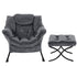 Armchair Accent Chair Ottoman Lounge Footrest Velvet Grey