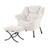 Armchair Accent Chair Ottoman Lounge Footrest Velvet White