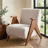 Armchair Accent Chair Sturdy Upholstered Solid Wood Chenille Fabric White