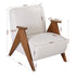 Armchair Accent Chair Sturdy Upholstered Solid Wood Chenille Fabric White