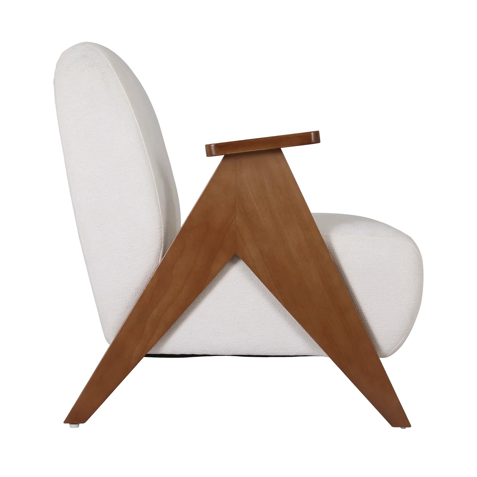 Armchair Accent Chair Sturdy Upholstered Solid Wood Chenille Fabric White