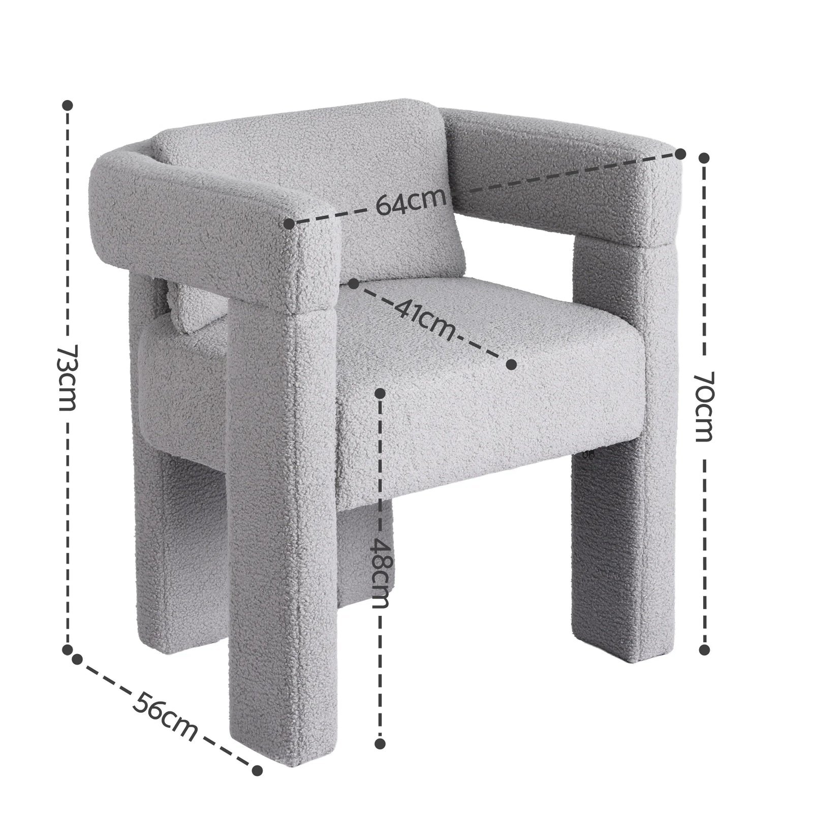 Armchair Accent Chair Lounge Sofa Couch Boucle Fabric Grey