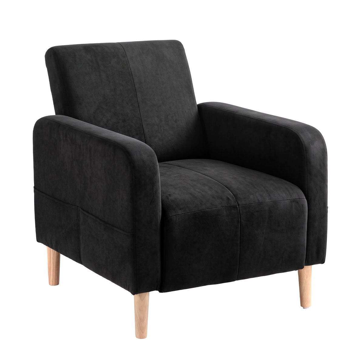 Artiss Reclining Armchair, Velvet Sofa Bed Daybed, Single Chair, Black