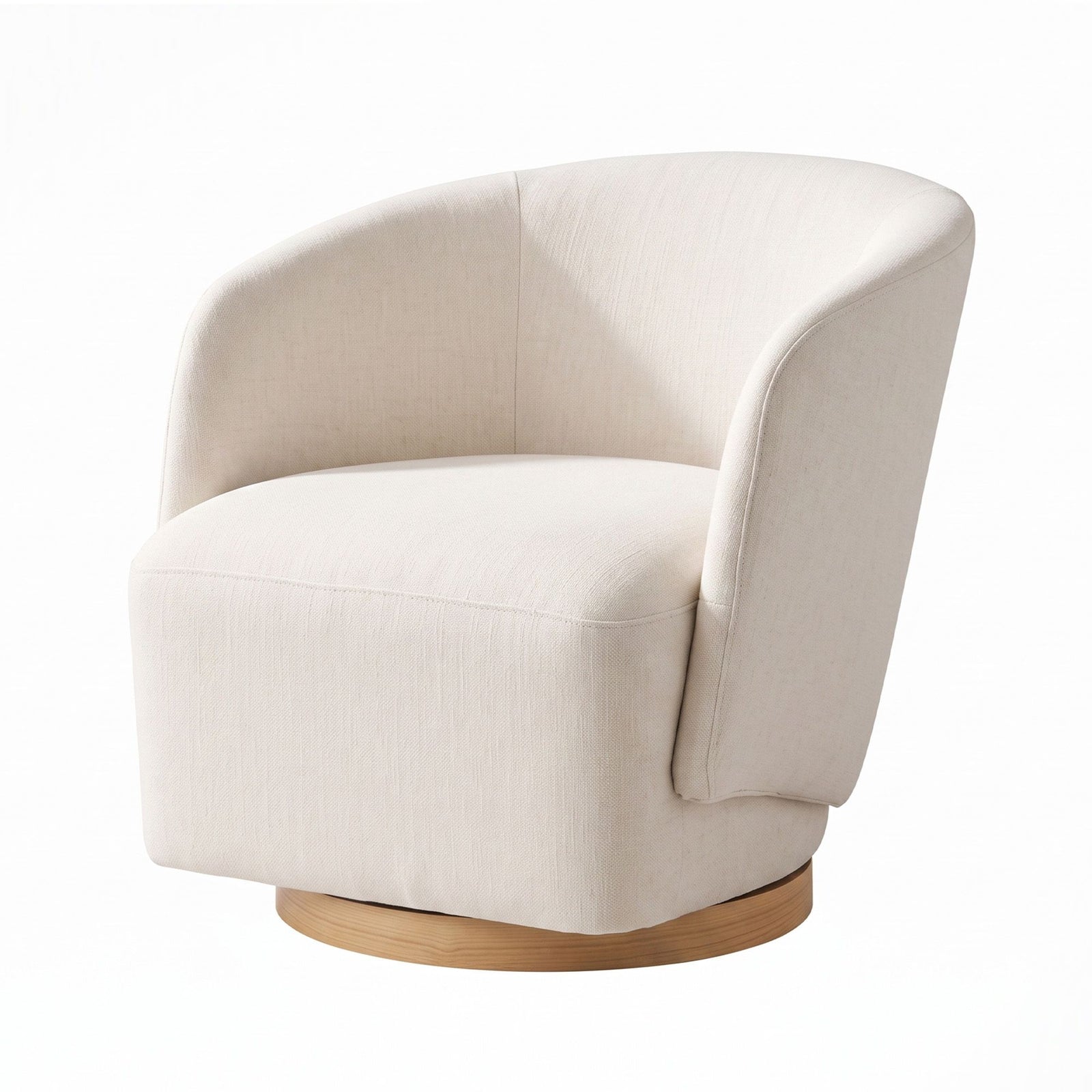 Artiss 360° Swivel Armchair, Curved Accent Chair, Linen Fabric, Beige Colour