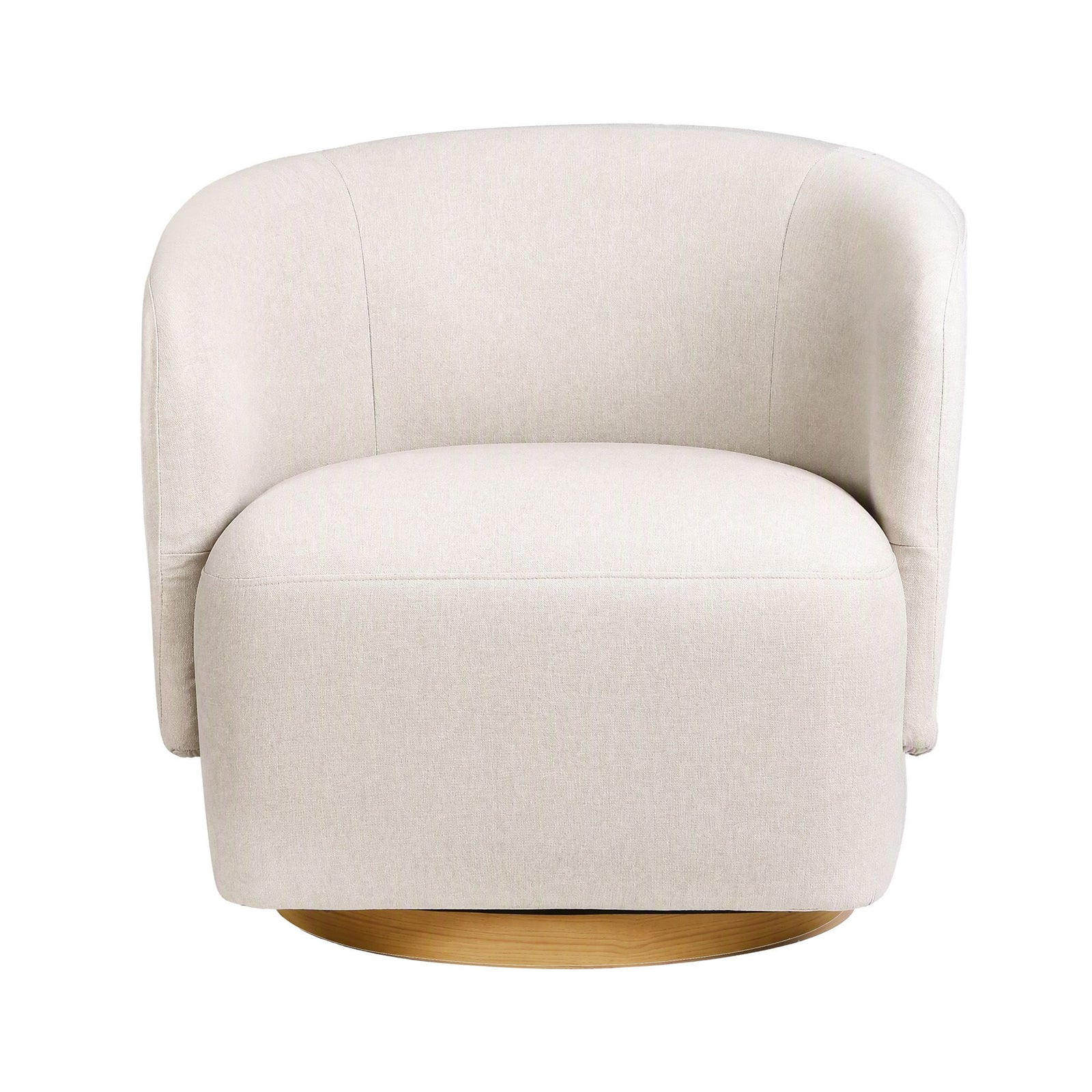 Artiss 360° Swivel Armchair, Curved Accent Chair, Linen Fabric, Beige Colour