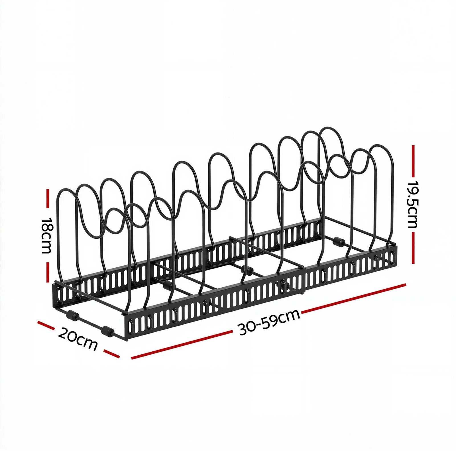 Expandable Pots and Pans Organizer Rack Cookware Holder Kitchen Cabinet Rack