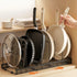 Expandable Pots and Pans Organizer Rack Cookware Holder Kitchen Cabinet Rack