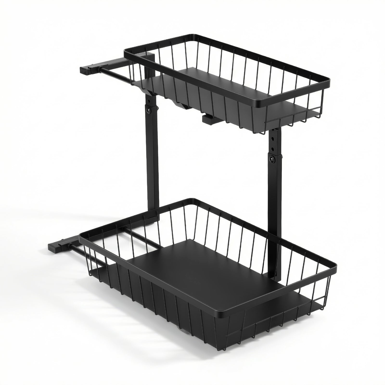 Artiss Under Sink Organizer Storage with 2 Slide Out Drawers 5 Adjustable Height Bathroom Kitchen Cabinet Black