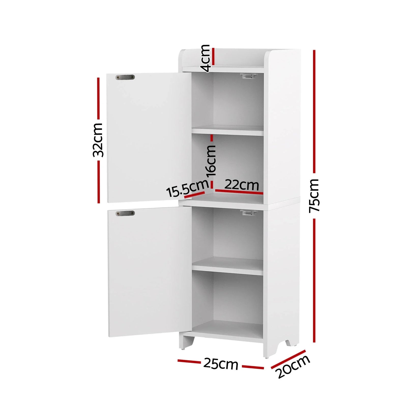Bathroom Storage Cabinet 2-Tier Slim Toilet Organizer Adjustable White