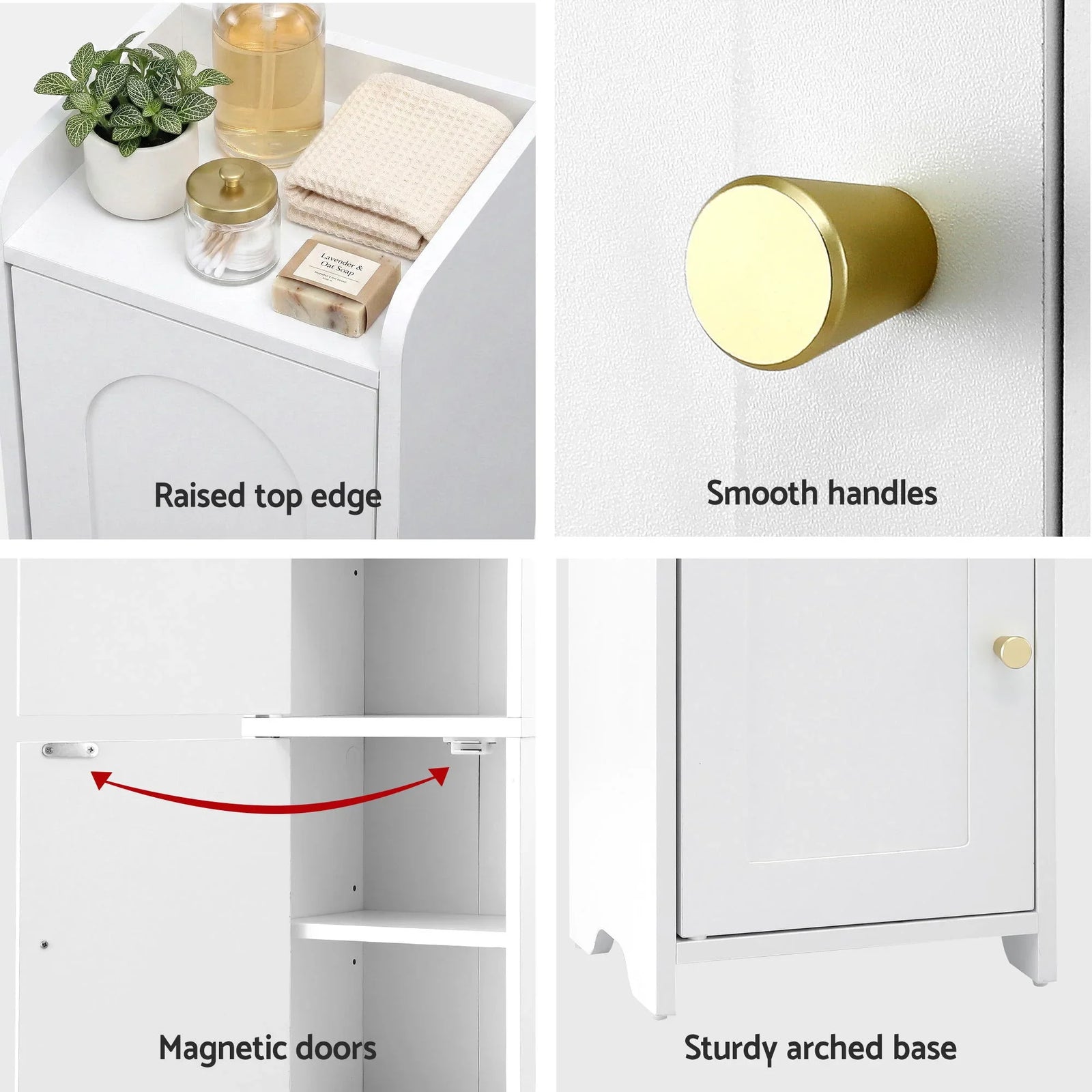 Bathroom Storage Cabinet 2-Tier Slim Toilet Organizer Adjustable White