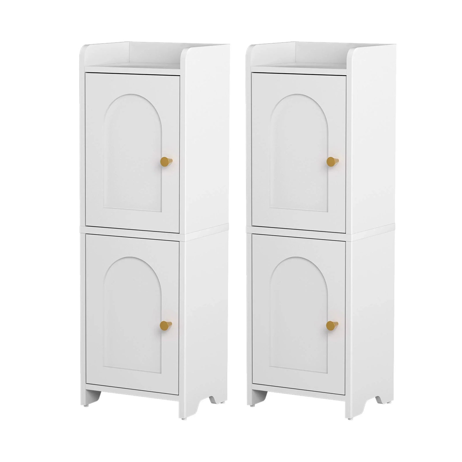 2x Bathroom Storage Cabinet 2-Tier Slim Toilet Organizer Adjustable White
