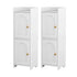 2x Bathroom Storage Cabinet 2-Tier Slim Toilet Organizer Adjustable White