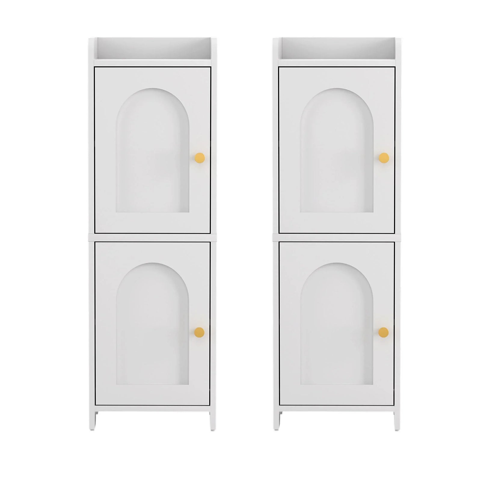2x Bathroom Storage Cabinet 2-Tier Slim Toilet Organizer Adjustable White