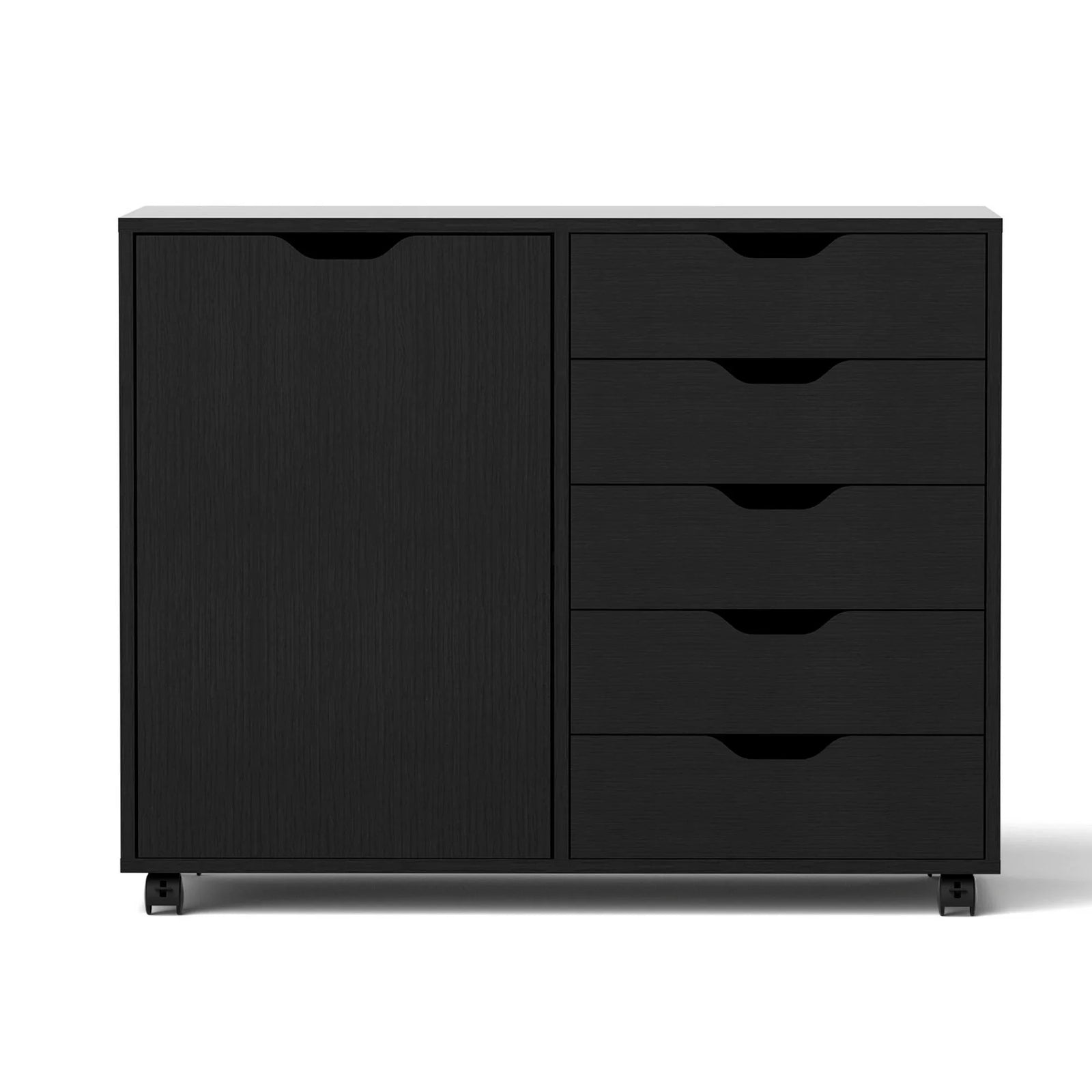 Mobile Filing Cabinet 5 Drawer with Door Modern Storage Cabinet Printer Stand