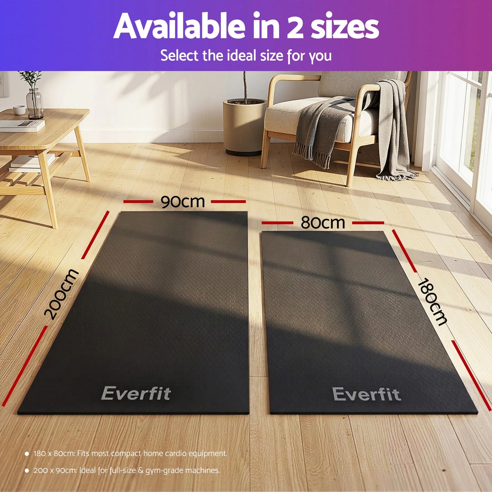 Exercise Equipment Mat Treadmill Floor Rug Home Gym Bike Fitness Yoga 2M