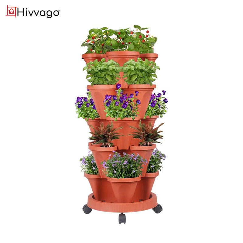 5-Tier Vertical Garden Planter – Stackable Indoor/Outdoor Pot with Wheel Base