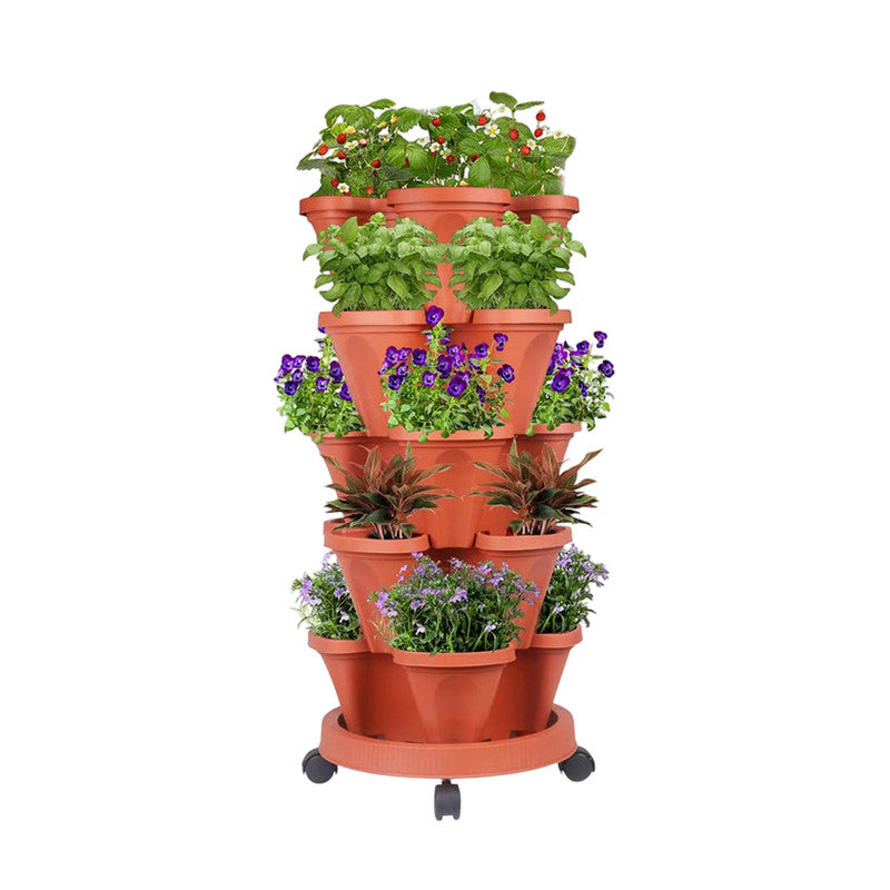 5-Tier Vertical Garden Planter – Stackable Indoor/Outdoor Pot with Wheel Base
