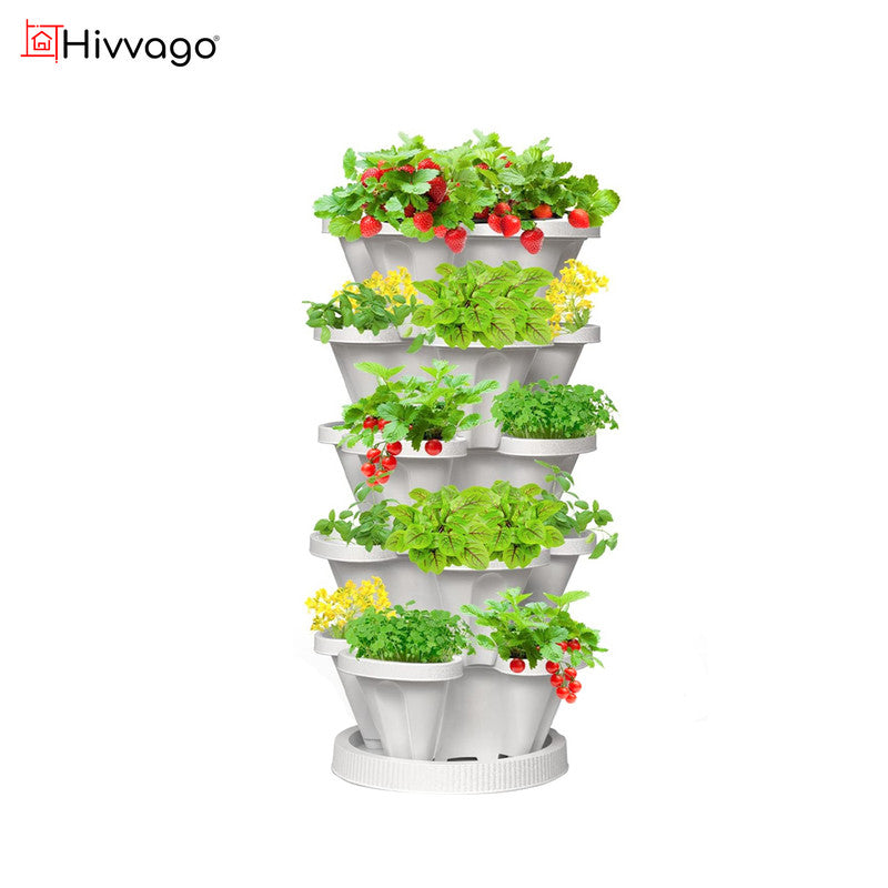 5-Tier Vertical Garden Planter – Stackable Indoor/Outdoor Pot with Base