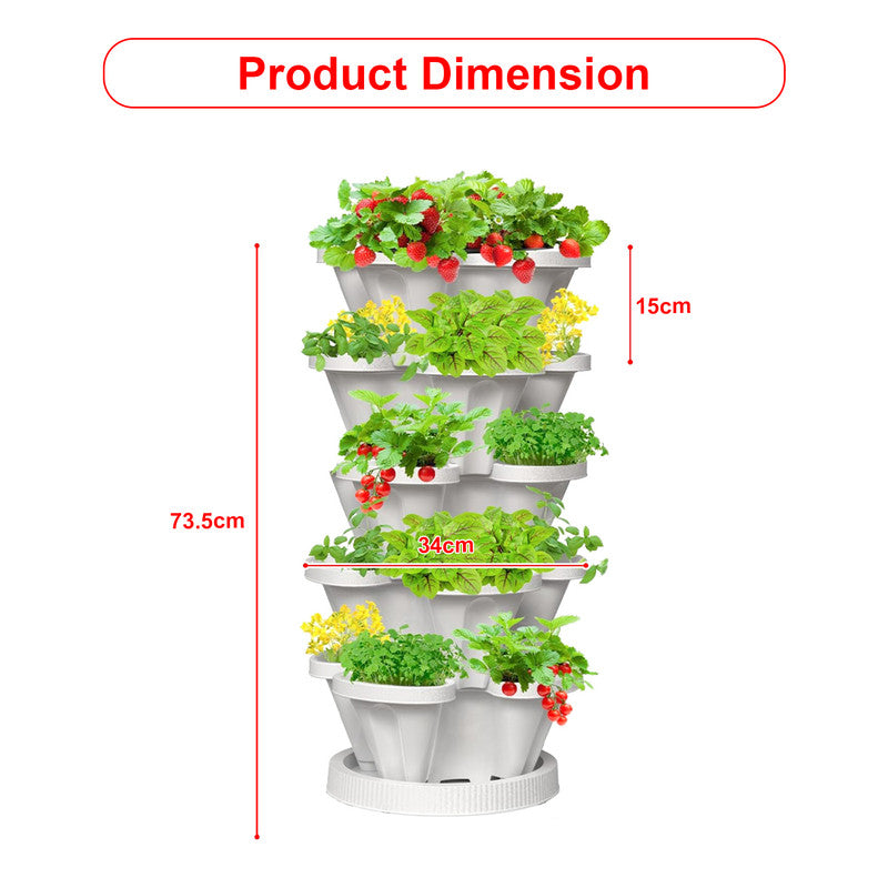 5-Tier Vertical Garden Planter – Stackable Indoor/Outdoor Pot with Base