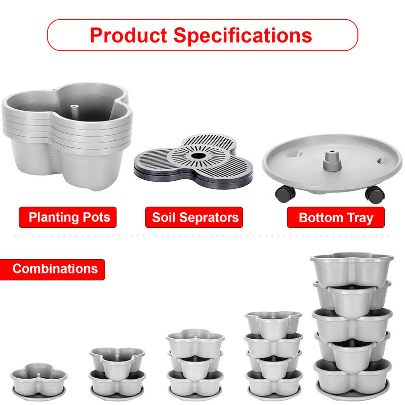 5-Tier Vertical Garden Planter – Stackable Indoor/Outdoor Pot with Base