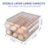 2 Layers Automatic Rolling Clear Egg Refrigerator Organizer with Lid