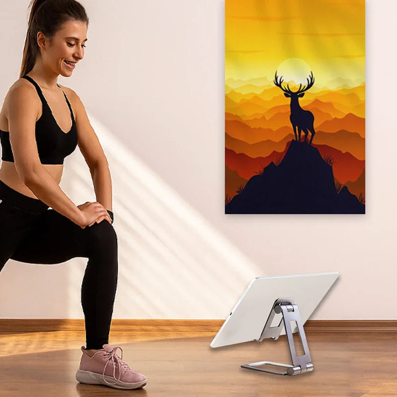Portable Phone Tablet Stand Dual Folding Desk Travel Cradle Dock