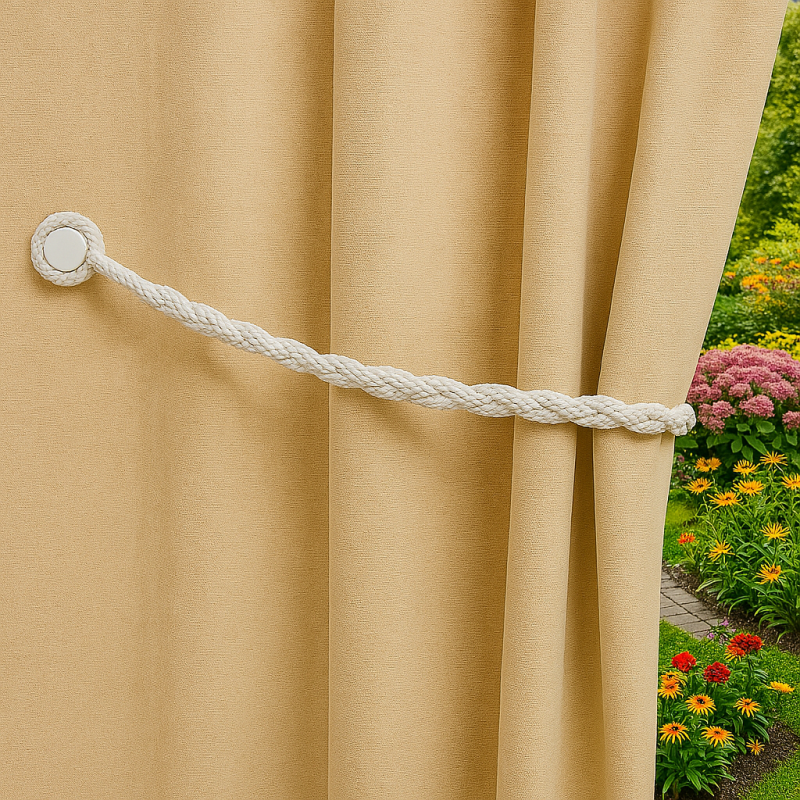 Magnetic weaved rope tieback White