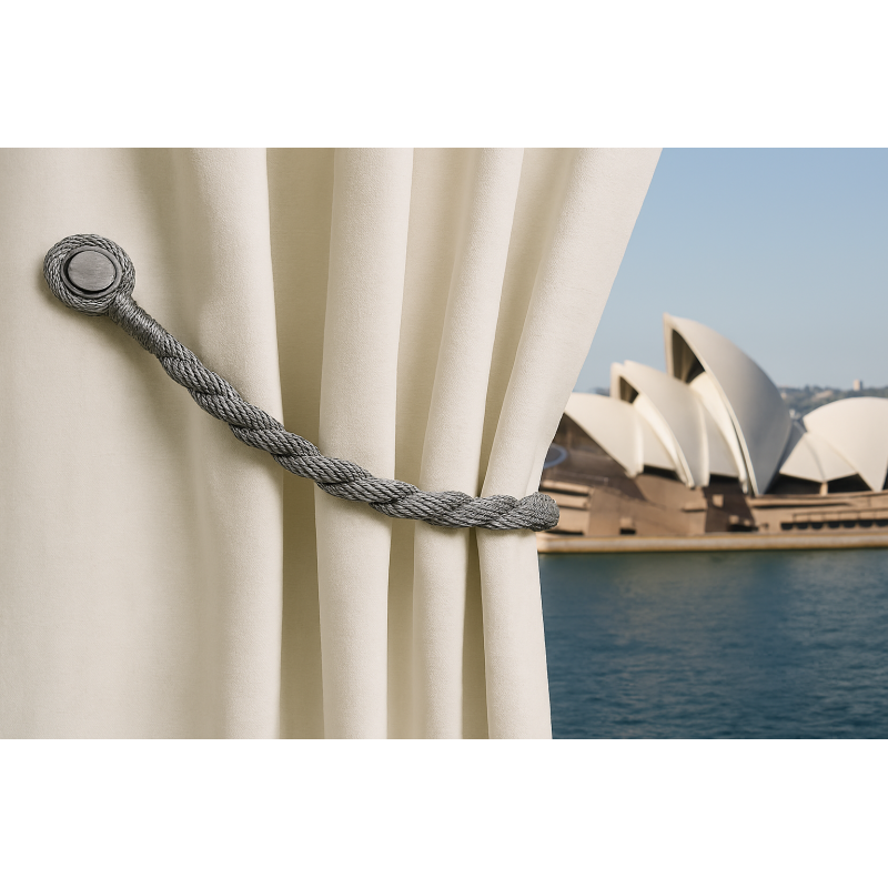 Magnetic weaved rope tieback Grey