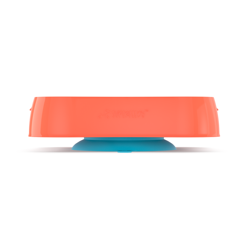 4-in-1 Slow Feeder Dog Bowl - Warm Ocean Red Bowl with Teal Lickmat