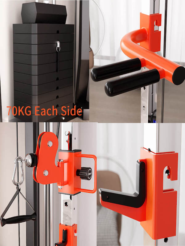 C1 Max Multi Functional Cable Crossover Station 140kgs Pin Loaded  Machine  + Multi Func Bench+7Ft Olympic Barbell + 100kgs Weights