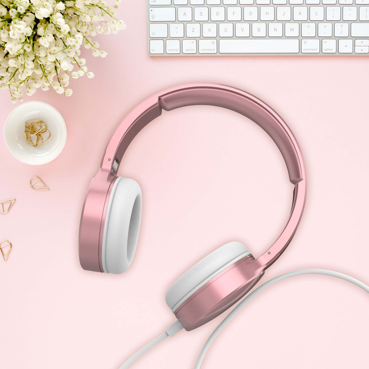 Wired Headphones with 40mm Drivers Rose Gold