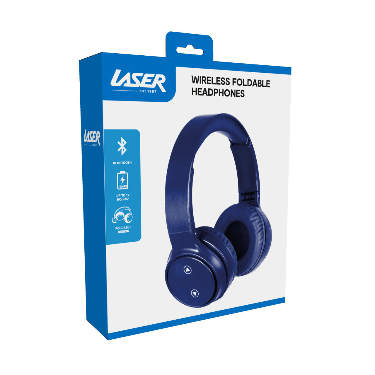 Foldable Bluetooth Headphones with Mic - Navy Blue