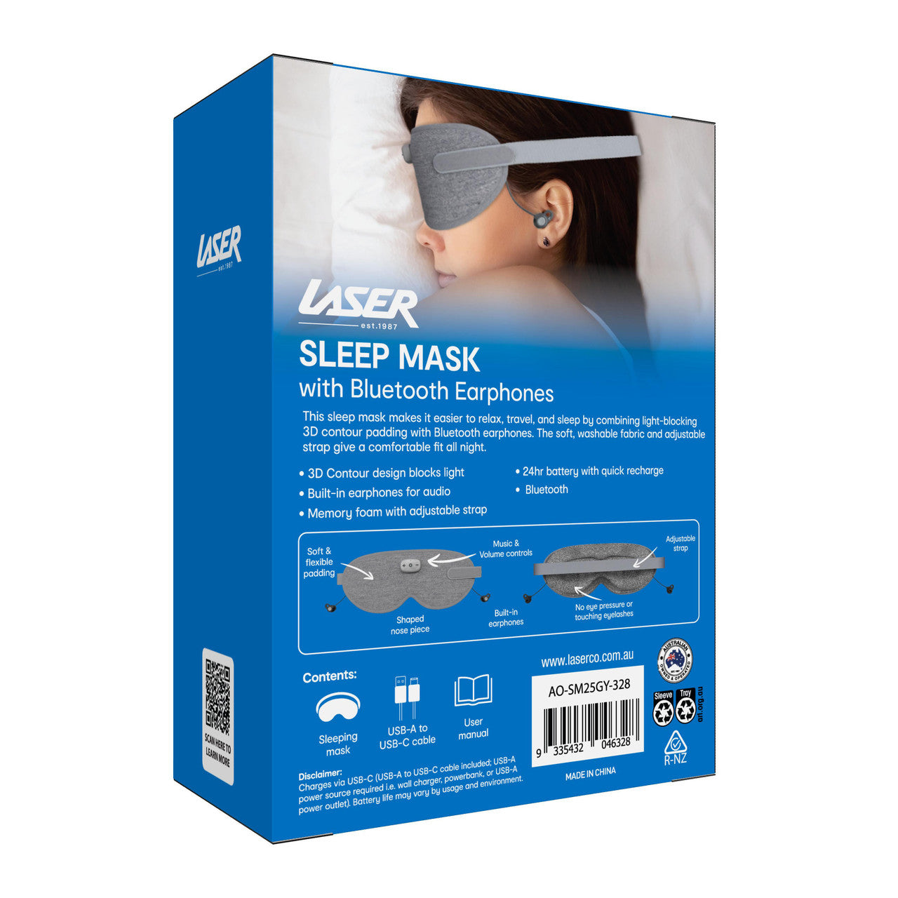 Smart Sleeping Mask Earphone Grey