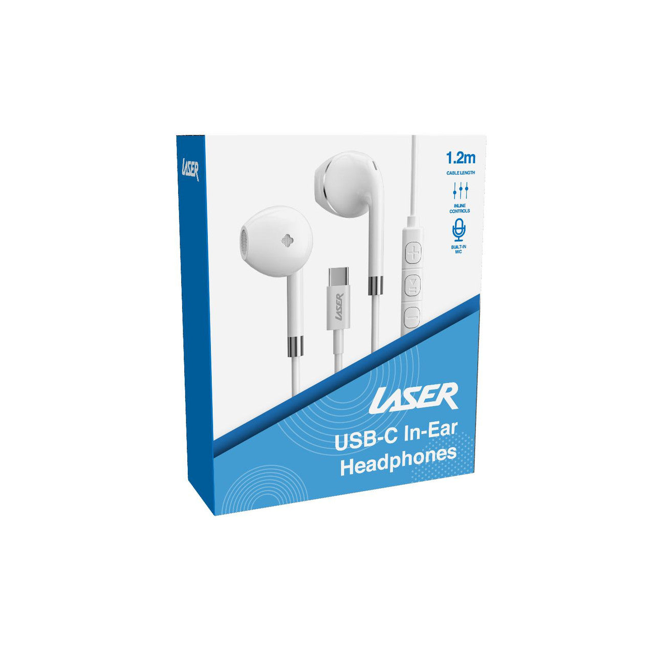 Laser Wired USB-C Earphones with Mic White