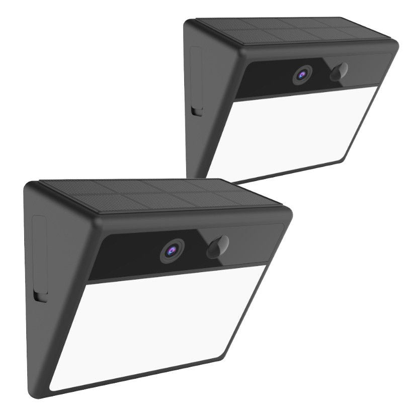 Connect SmartHome Outdoor Wall Light Camera Twin Pack, Solar Security Cam, WiFi