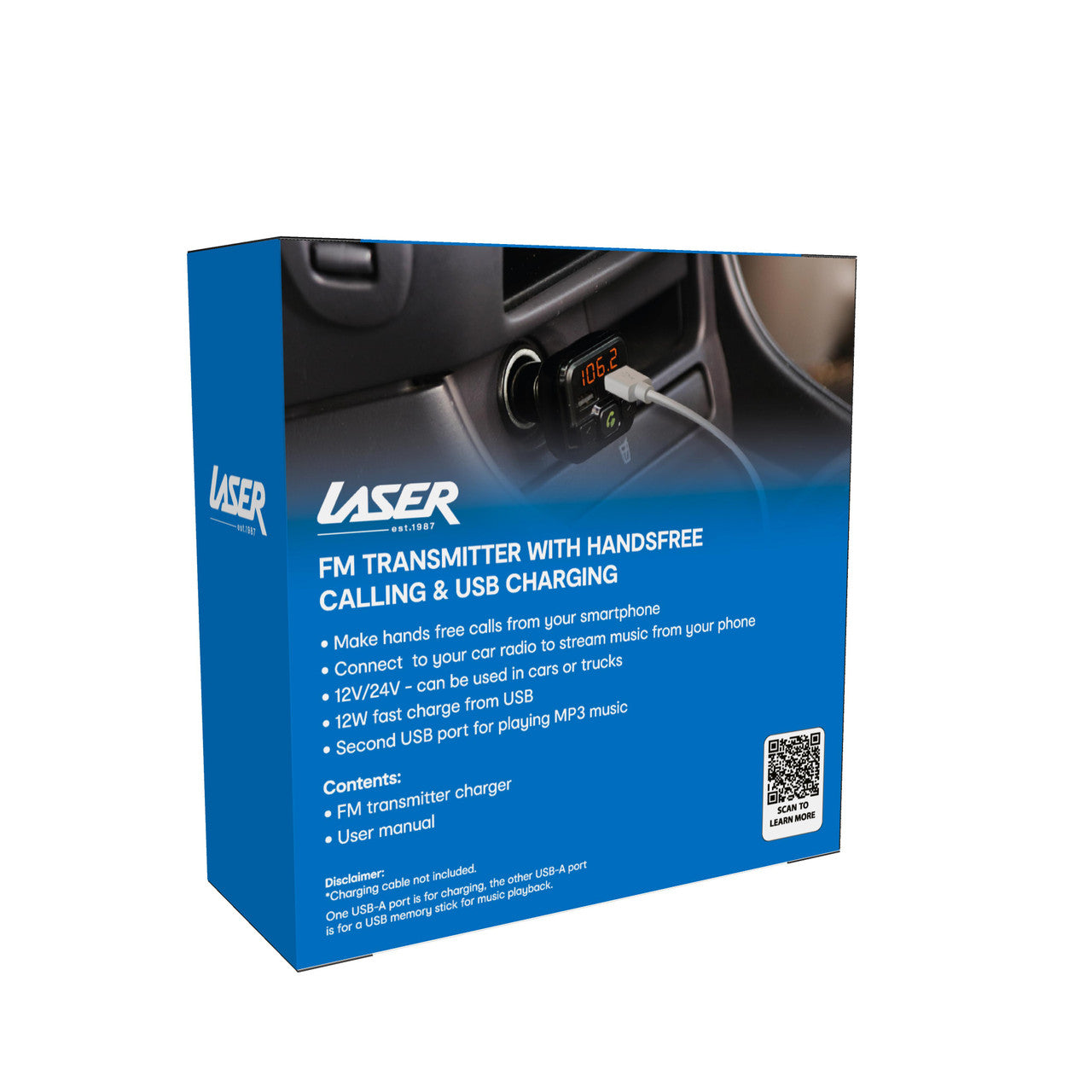 Laser FM Transmitter Handsfree USB Charger