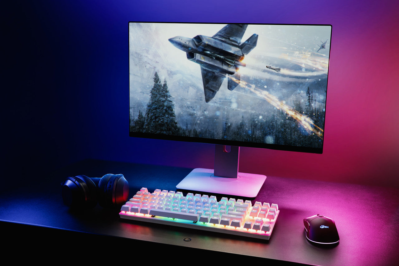 G-TEK Cyborg 87-Key Wired Bluetooth Keyboard White