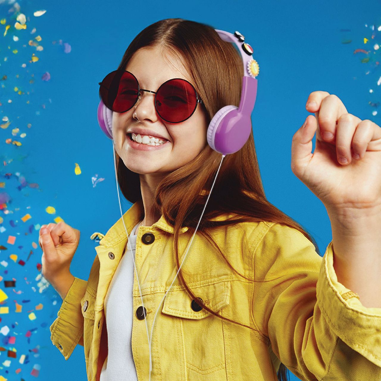 Kids Wired Headphones with Charms Pink