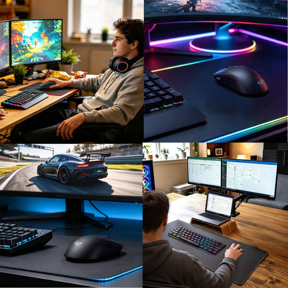 Wireless Gaming Mouse 7200 DPI Black 58g Lightweight Bluetooth 2.4GHz USB-C