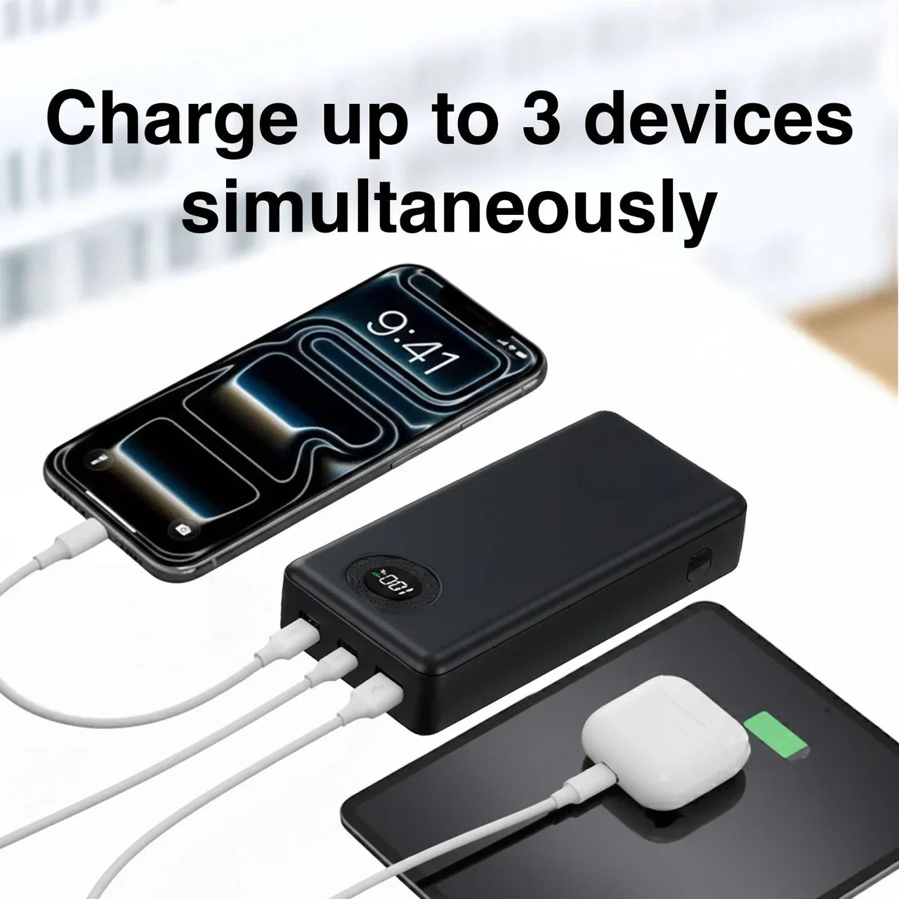 20000mAh Powerbank Battery Display Black