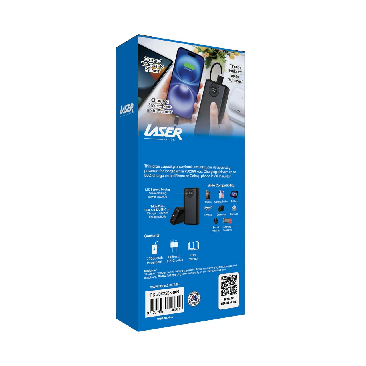 20000mAh Powerbank Battery Display Black