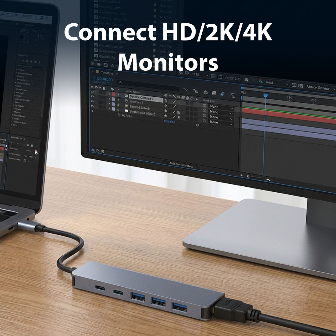 USB-C 6-in-1 Multi-Port Hub with 4K HDMI and 100W PD Charging