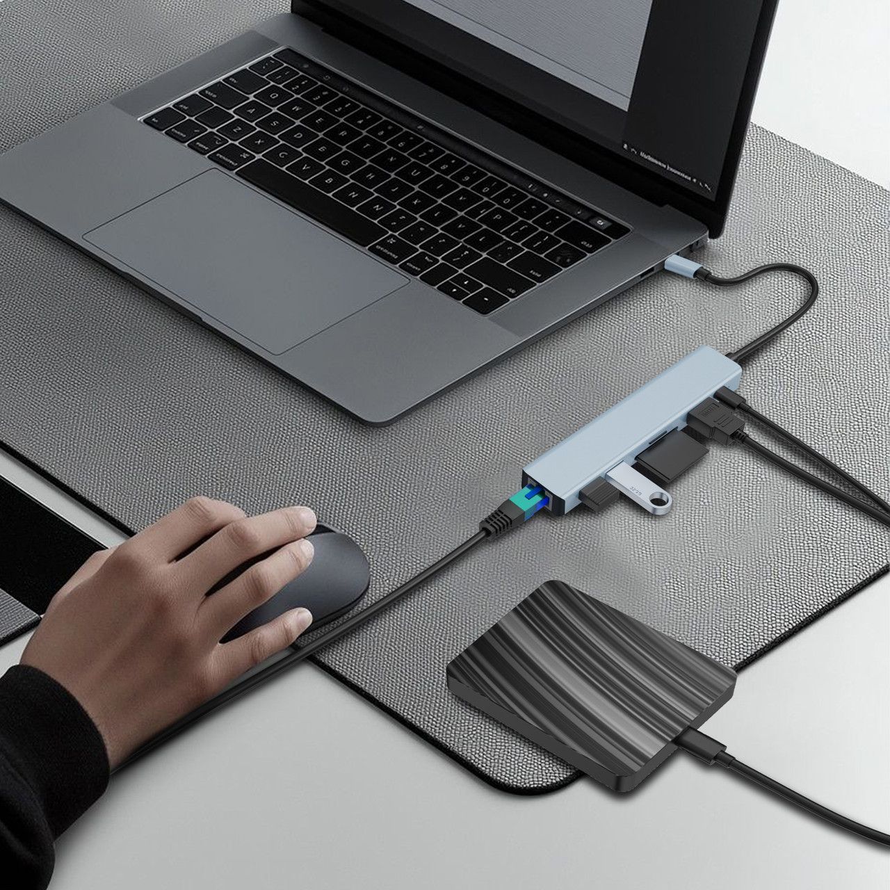 USB-C 7 Port Hub with HDMI and Ethernet