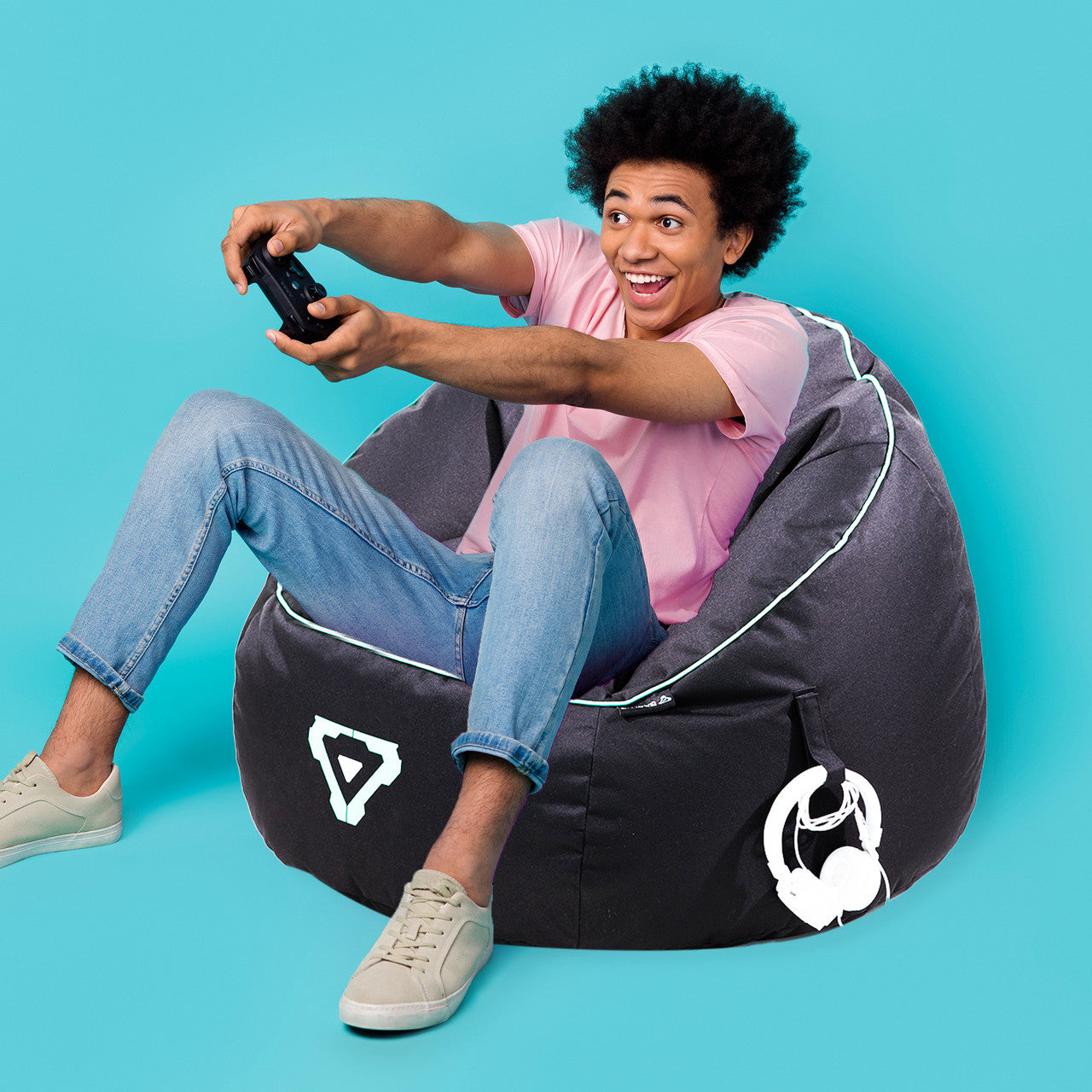 Laser Gaming Bean Bag with Pocket & Headphone Strap